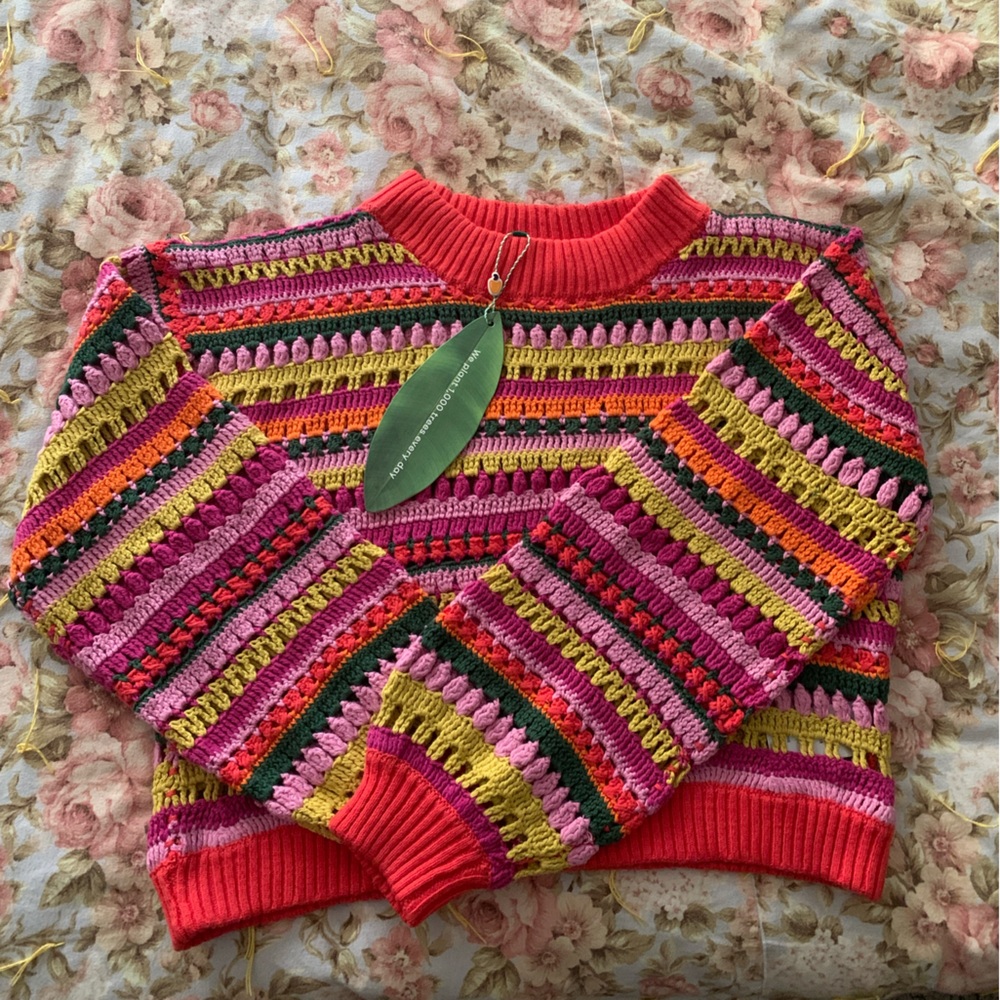 Farm Rio Fruit Dream Crochet Sweater
